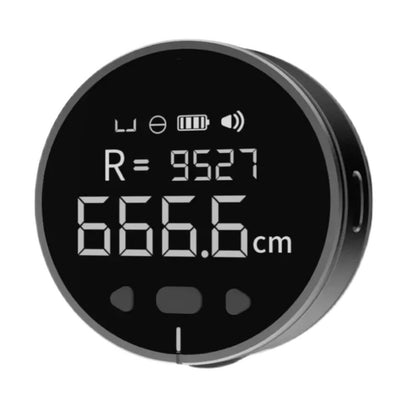Rollr digital measuring wheel with large clear display showing 666.6cm measurement and battery indicator.