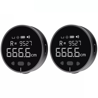 Rollr digital measuring wheel with large clear display showing 666.6cm measurement and battery indicator.