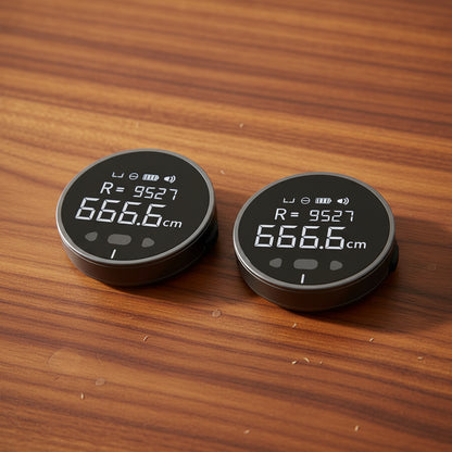 Rollr digital measuring wheel with large clear display showing 666.6cm measurement and battery indicator.